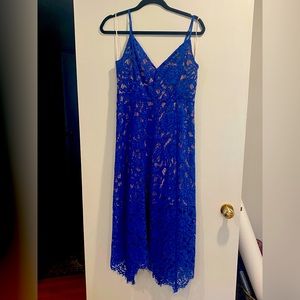 Lulus blue and nude lace cocktail dress, size medium. Only worn once.